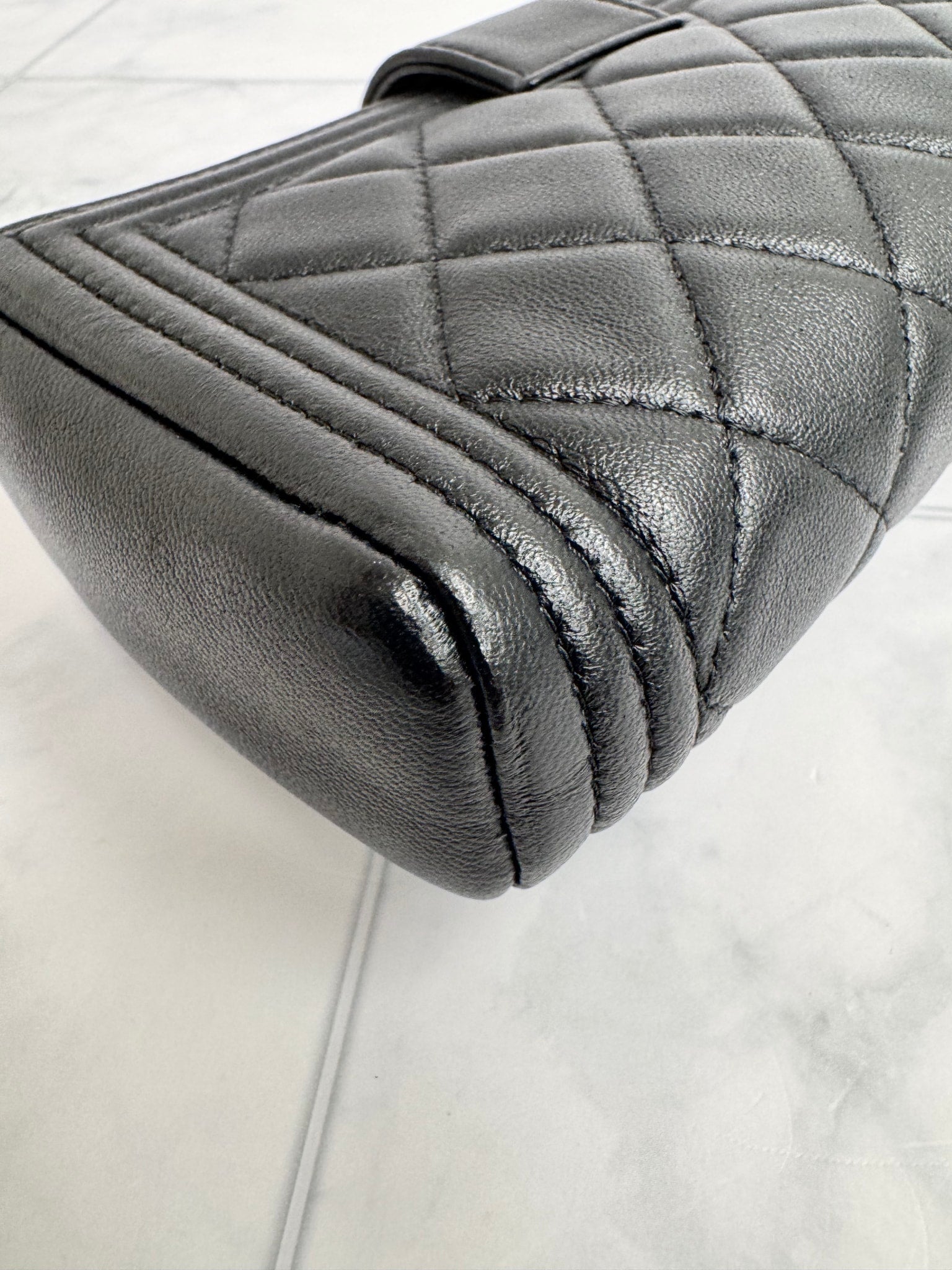 Chanel Black Quilted Leather Boy Clutch