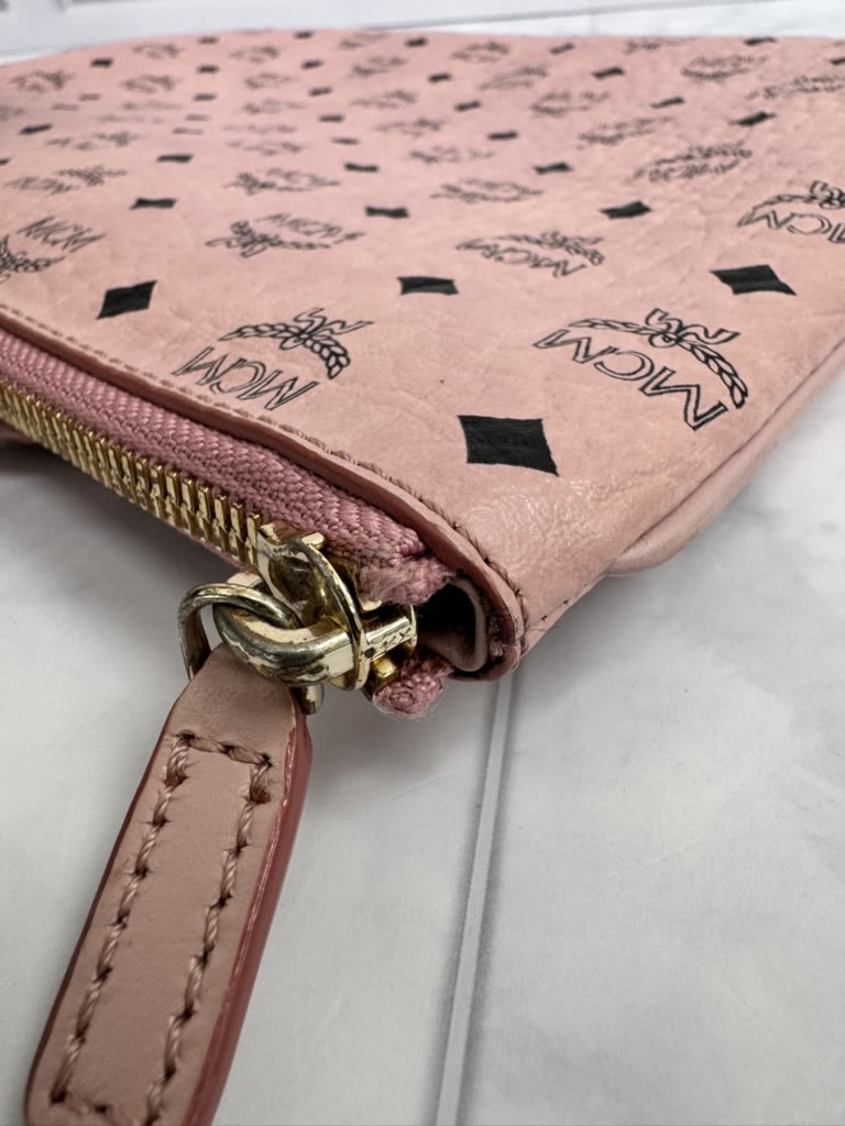 MCM Pink Monogram Visetos Leather Crossbody Pouch