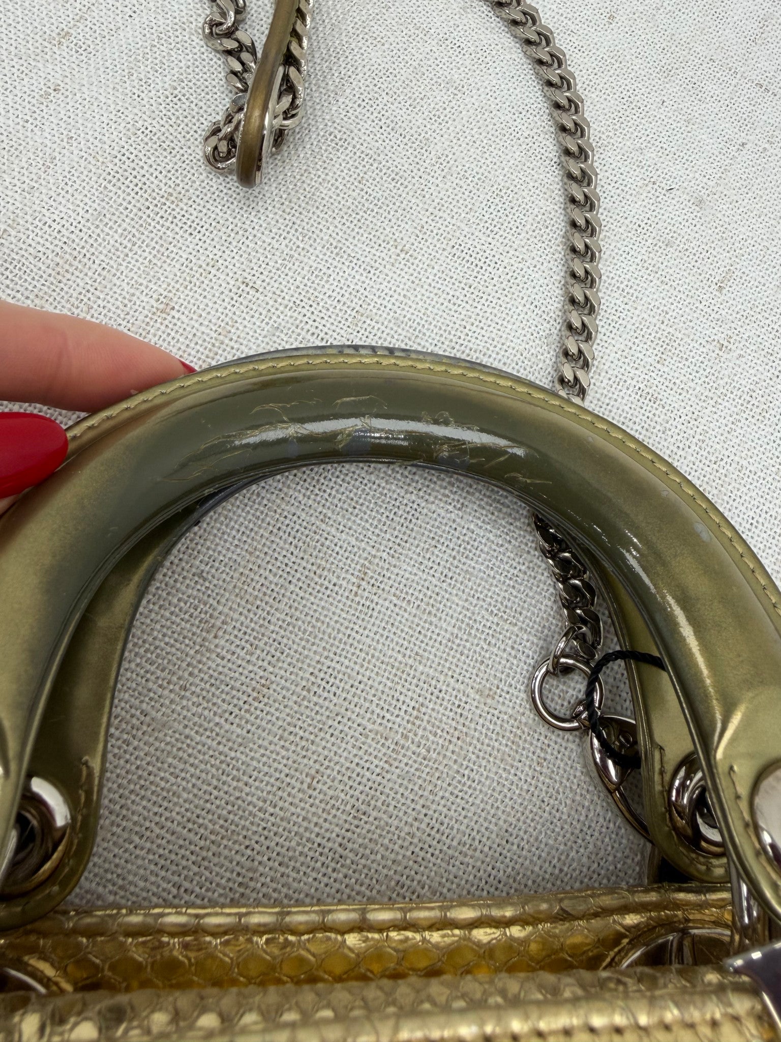 Christian Dior Gold ExtoicSnakeskin Mini Lady Dior