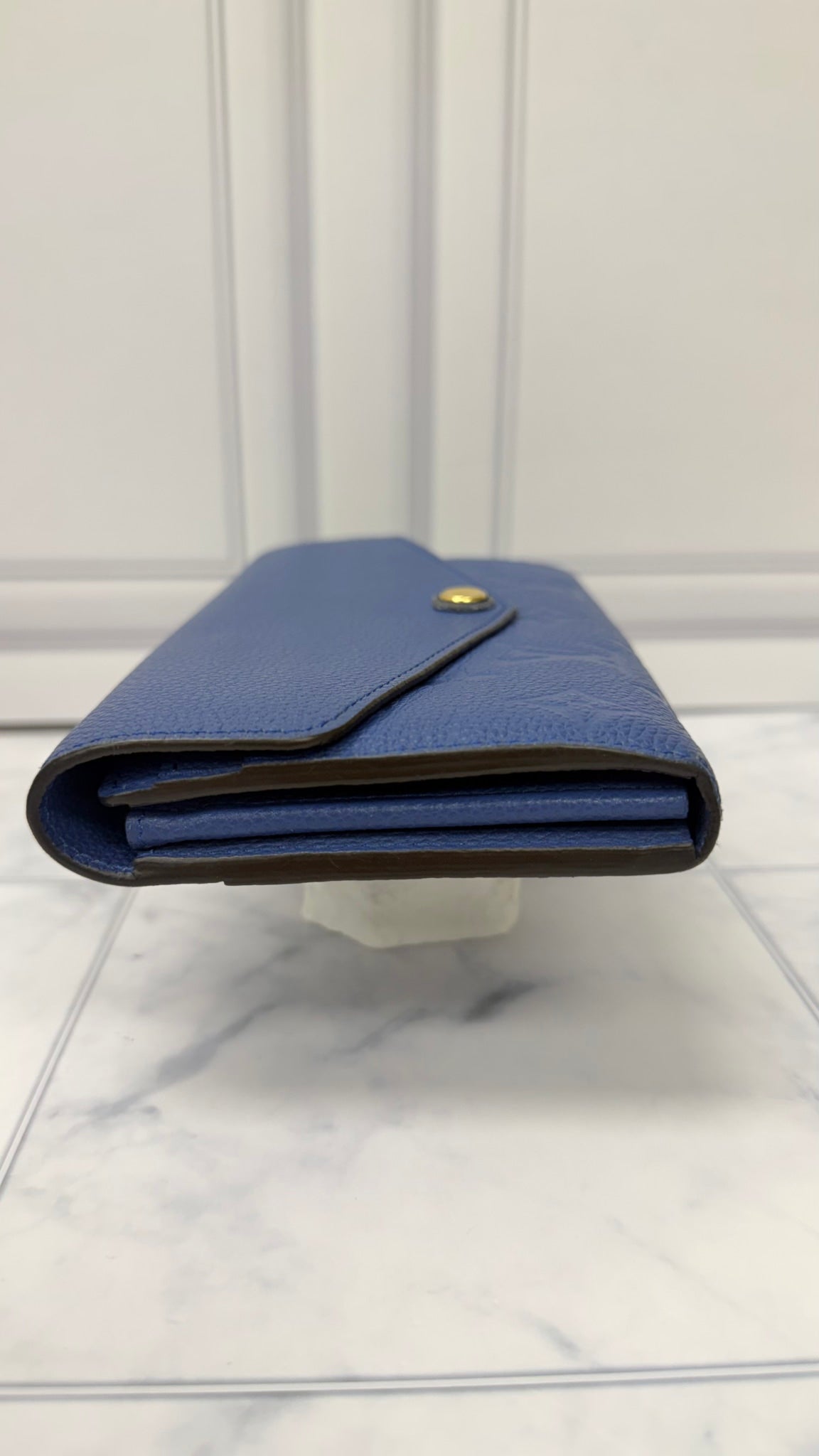 Louis Vuitton Monogram Blue Empreinte Leather Sarah Wallet