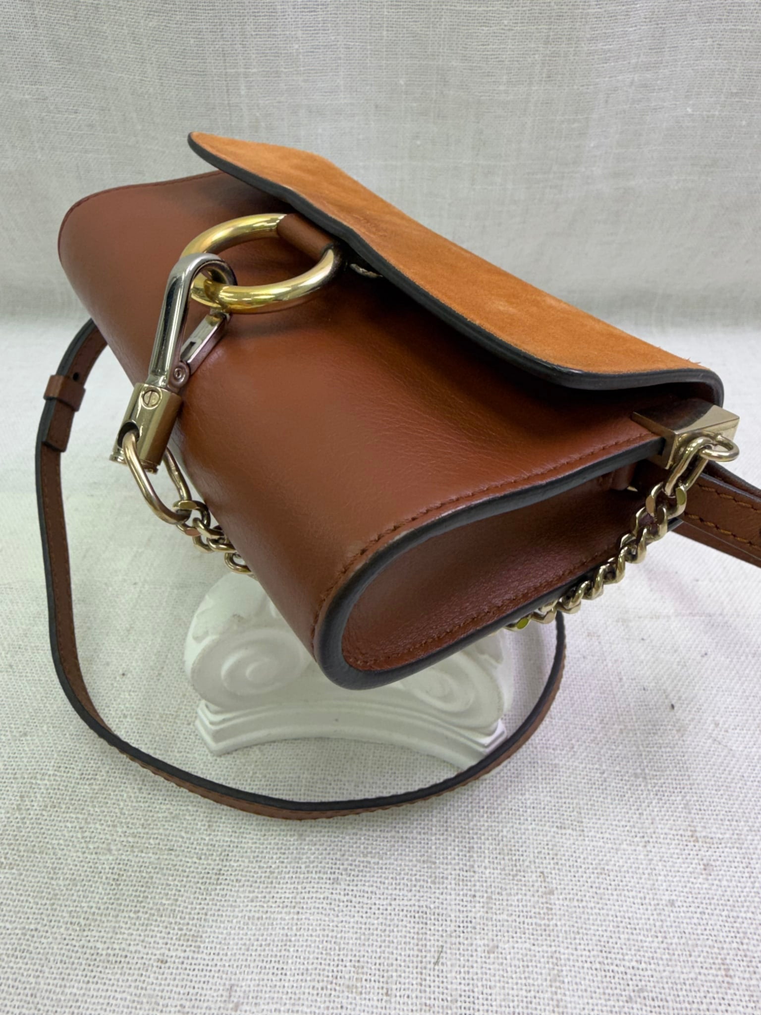 Chloe Brown Leather & Suede Mini Faye Crossbody Bag