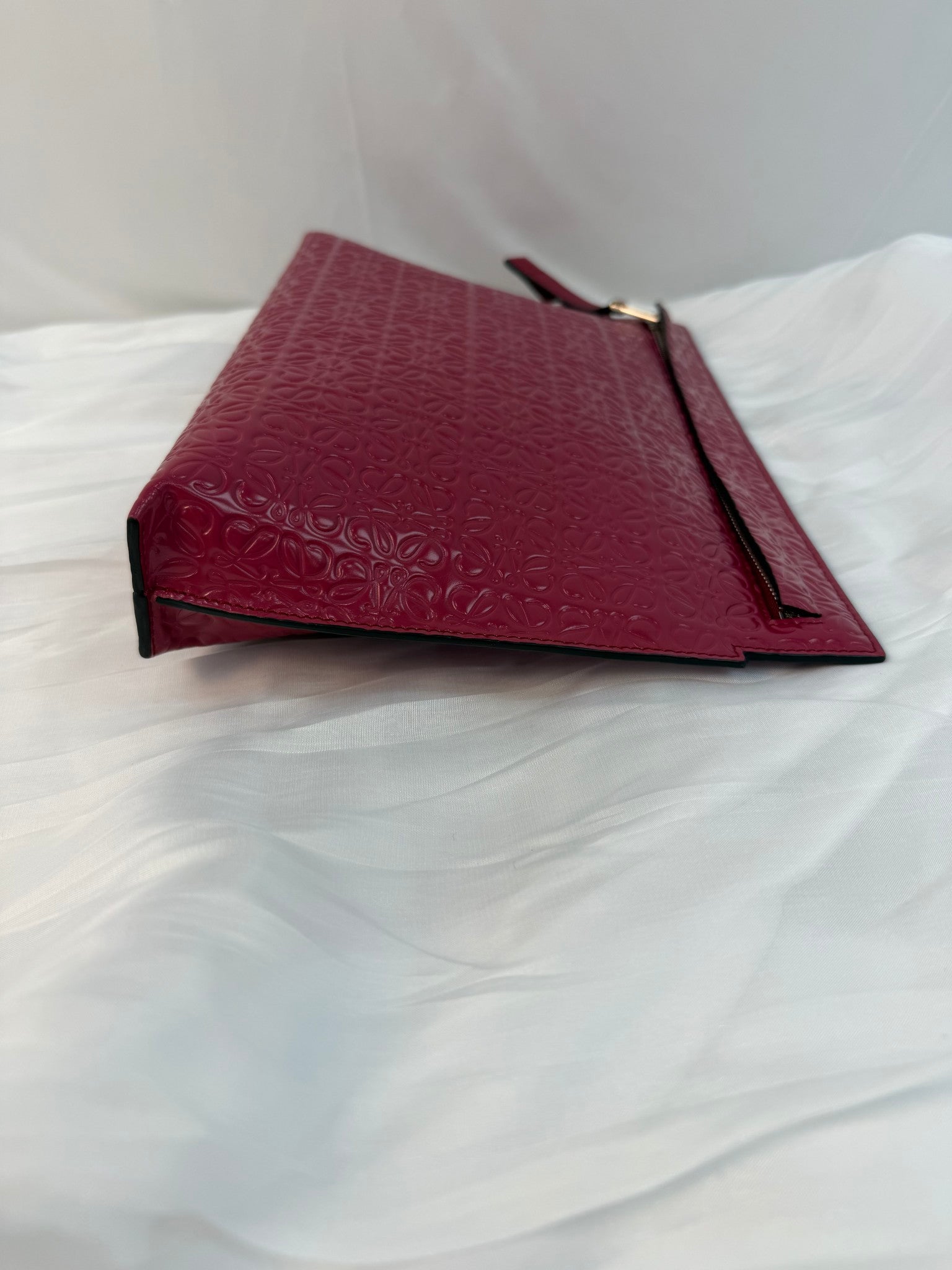 Loewe Raspberry Glazed Leather T Pouch