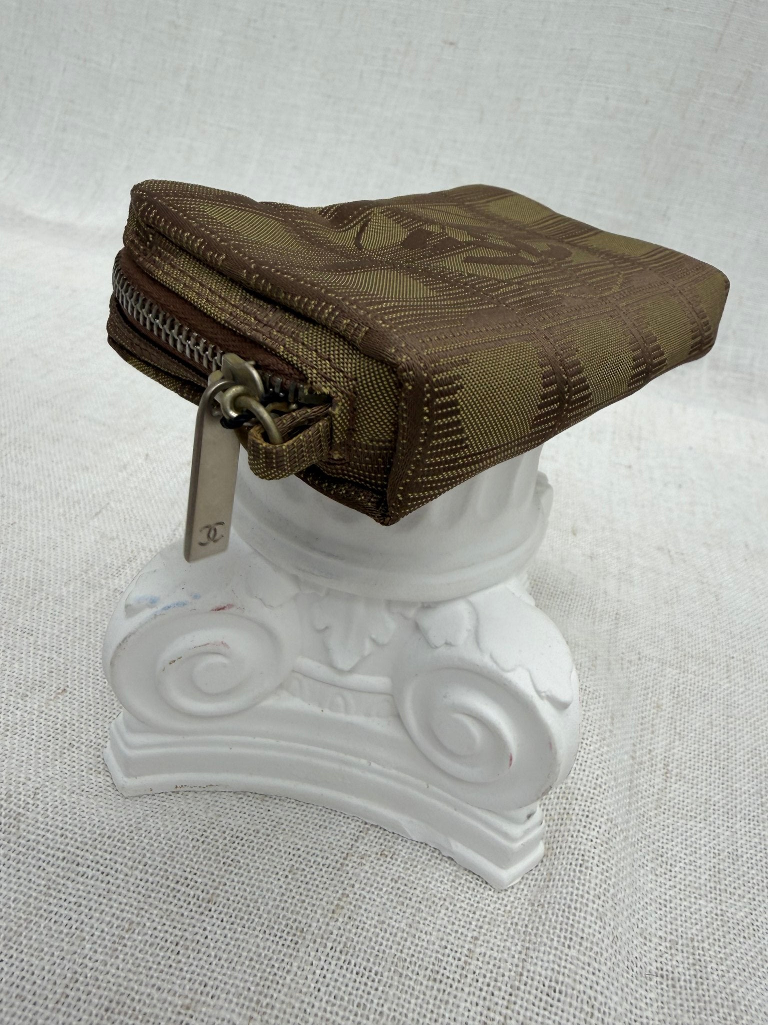 Channel Brown Travel Line Canvas Key Pouch