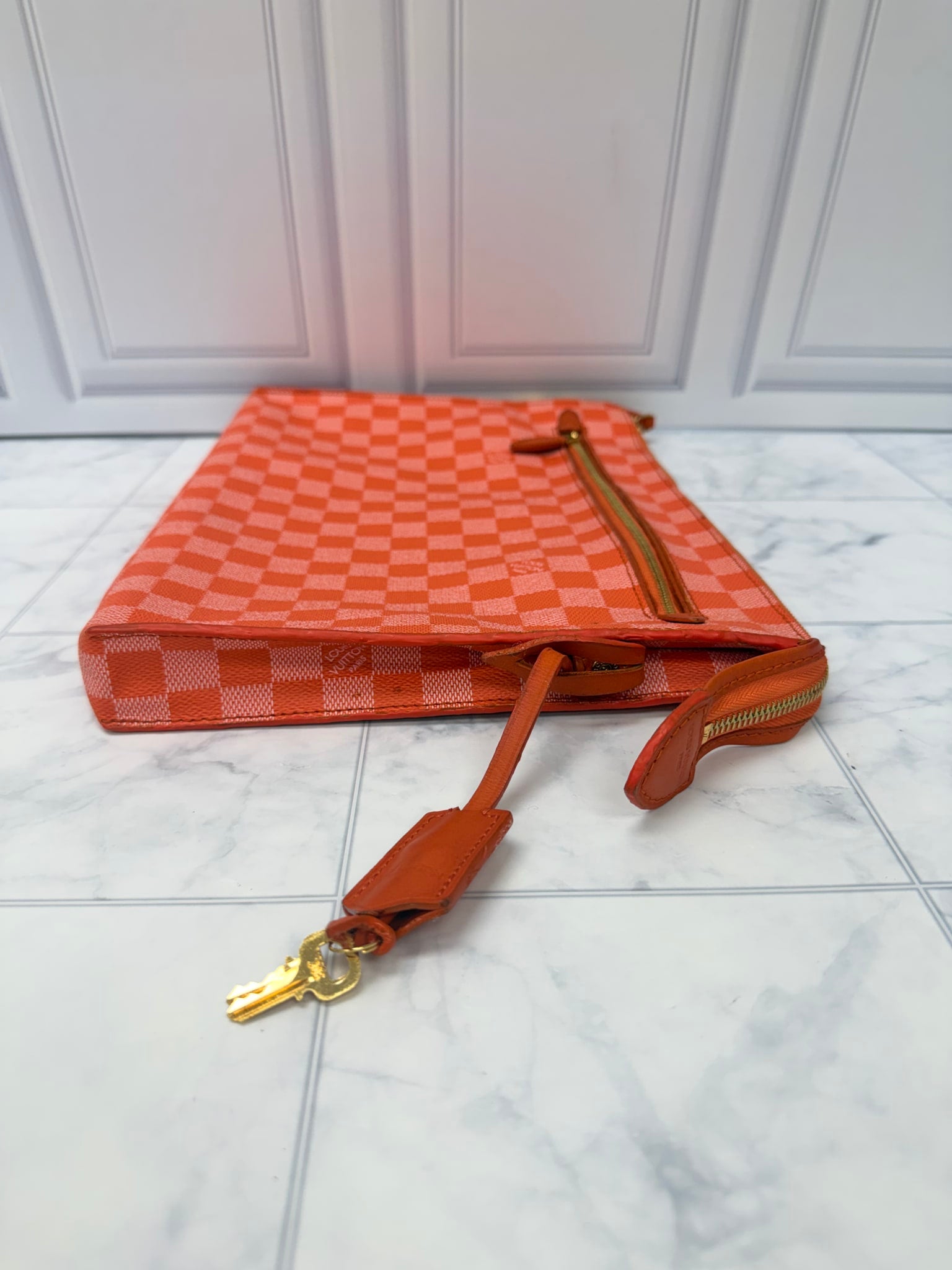 Louis Vuitton Orange Piment Damier Couleur Clutch