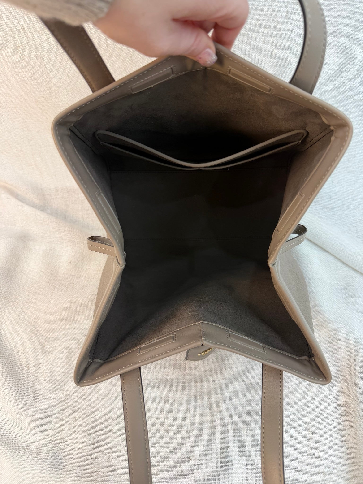 Fendi Taupe Leather Origami Medium Bag