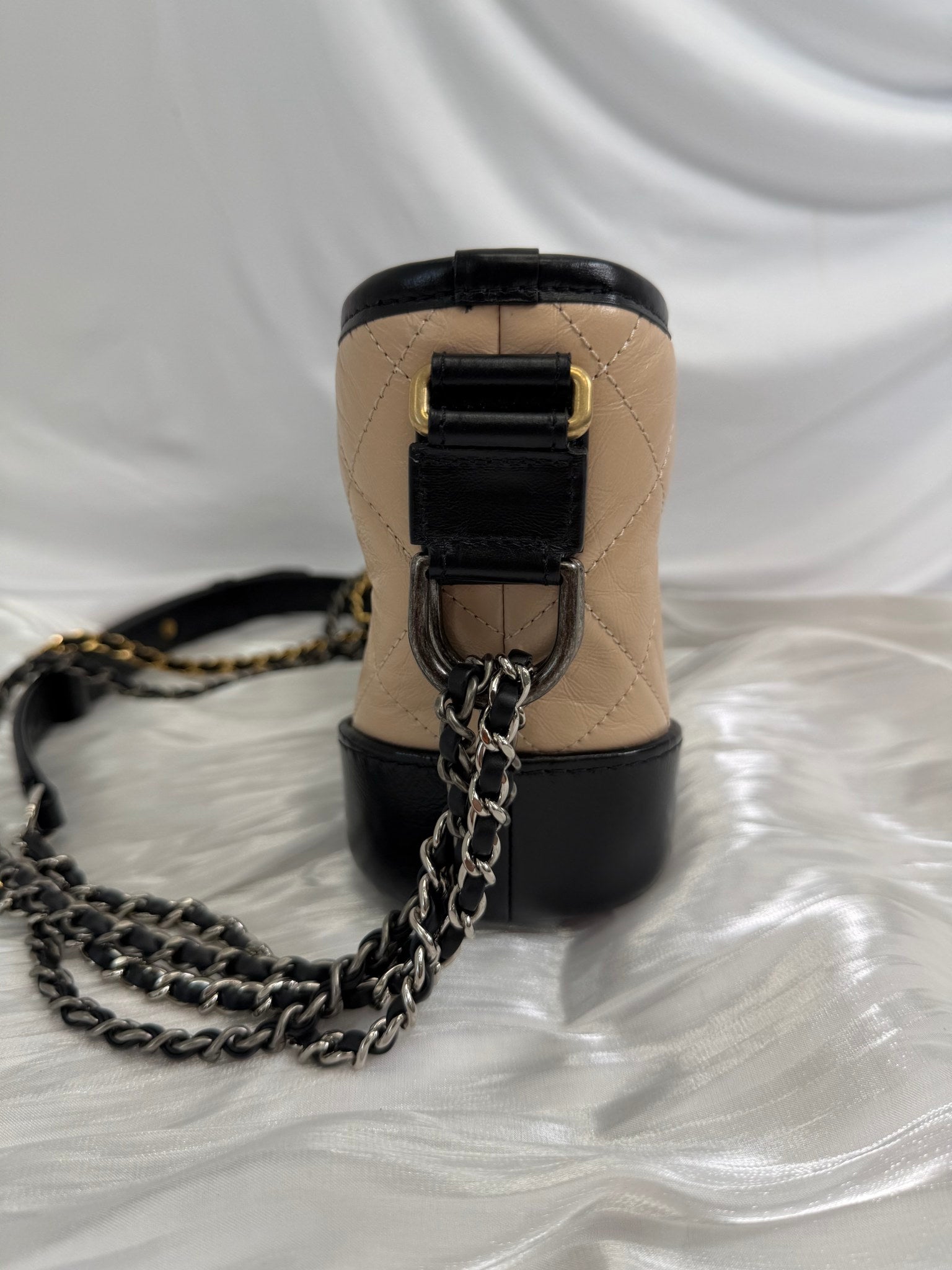 Chanel Beige Quilted x Black Calfskin Gabrielle Small Crossbody Bag