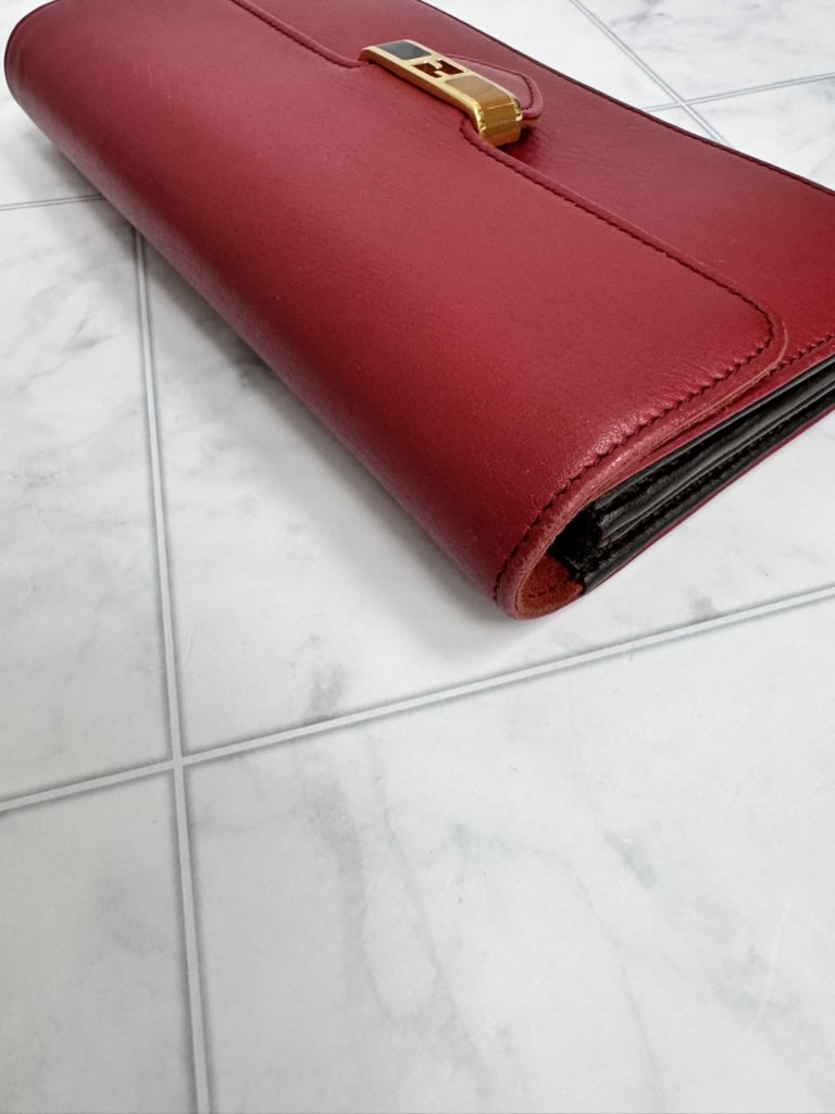 Fendi Red Leather Long Wallet