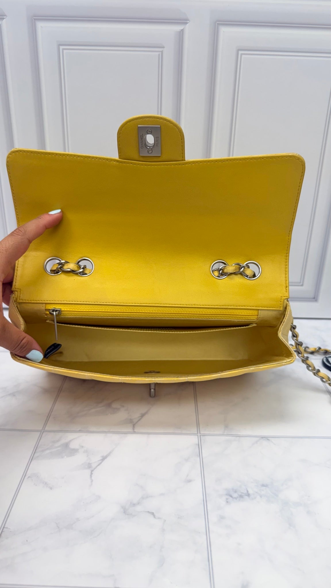 Chanel Yellow Nylon Canvas Travel Line East/West Medium Flap Bag