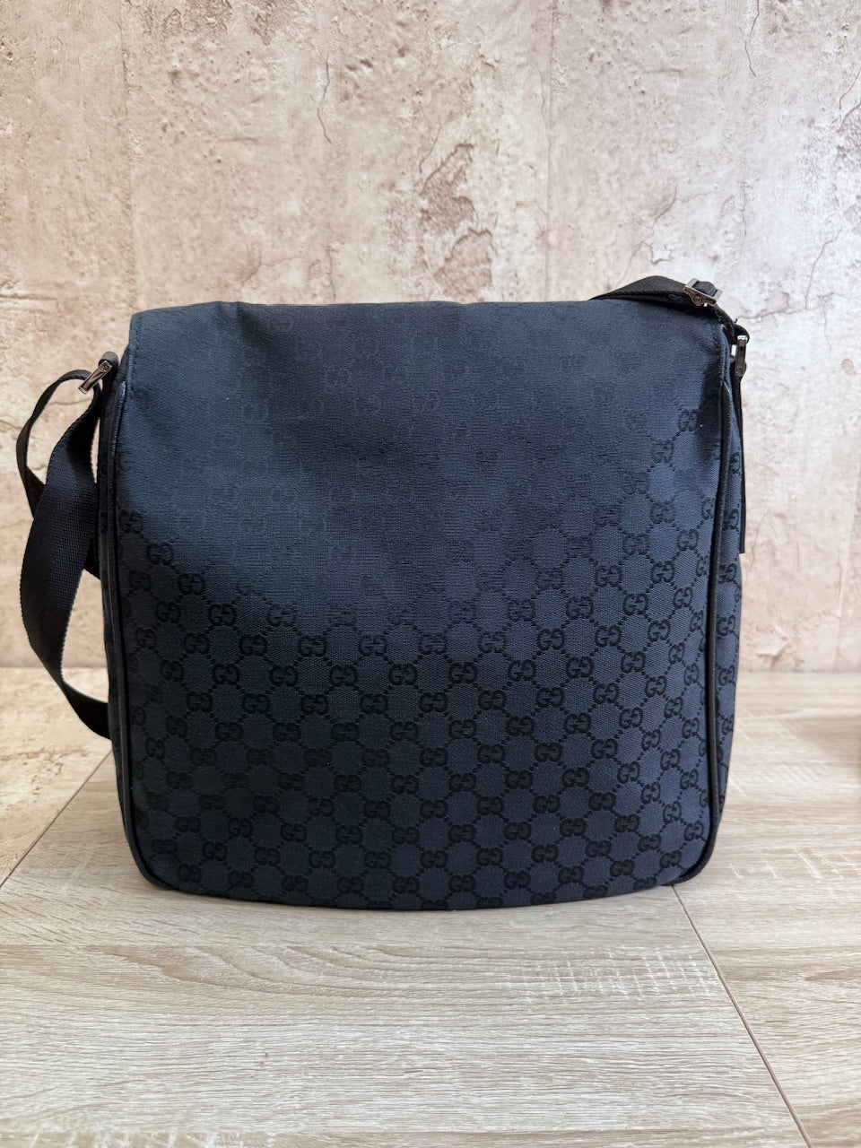 Gucci GG Black Canvas Messenger Bag