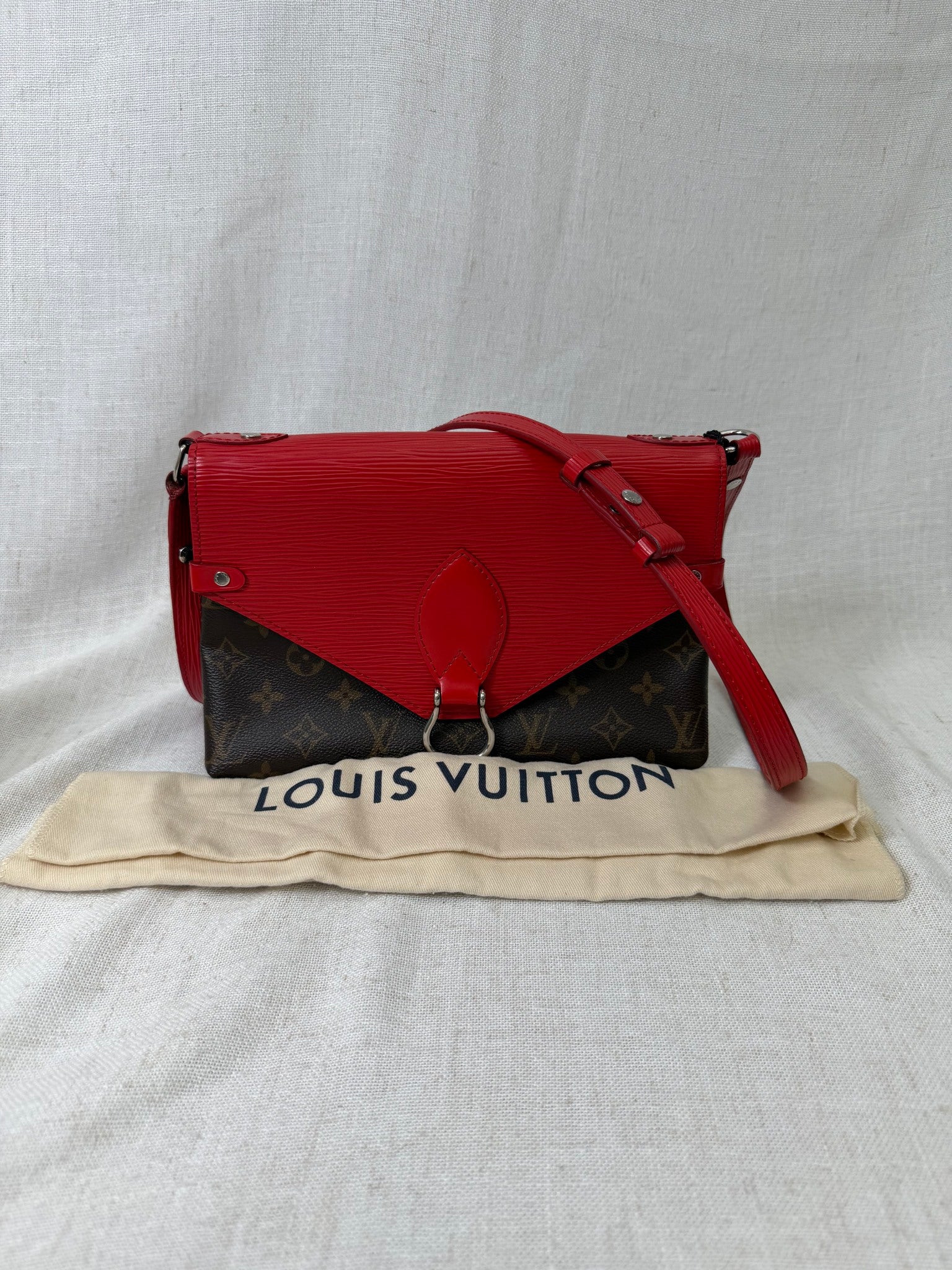 Louis Vuitton Red Epi Leather Monogram Saint Michel Shoulder Bag