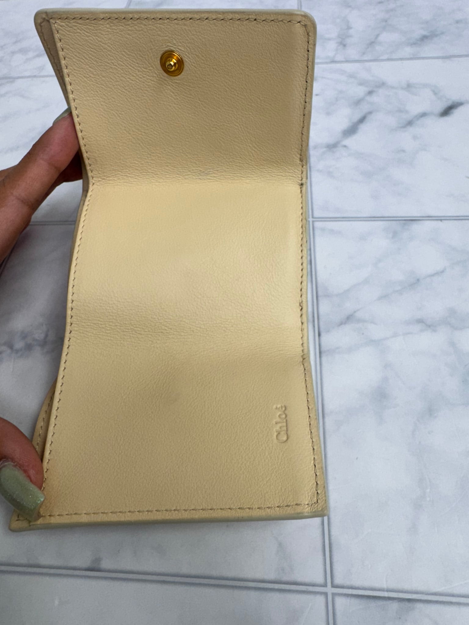 Chloe Beige And Multicolor Leather Compact Wallet