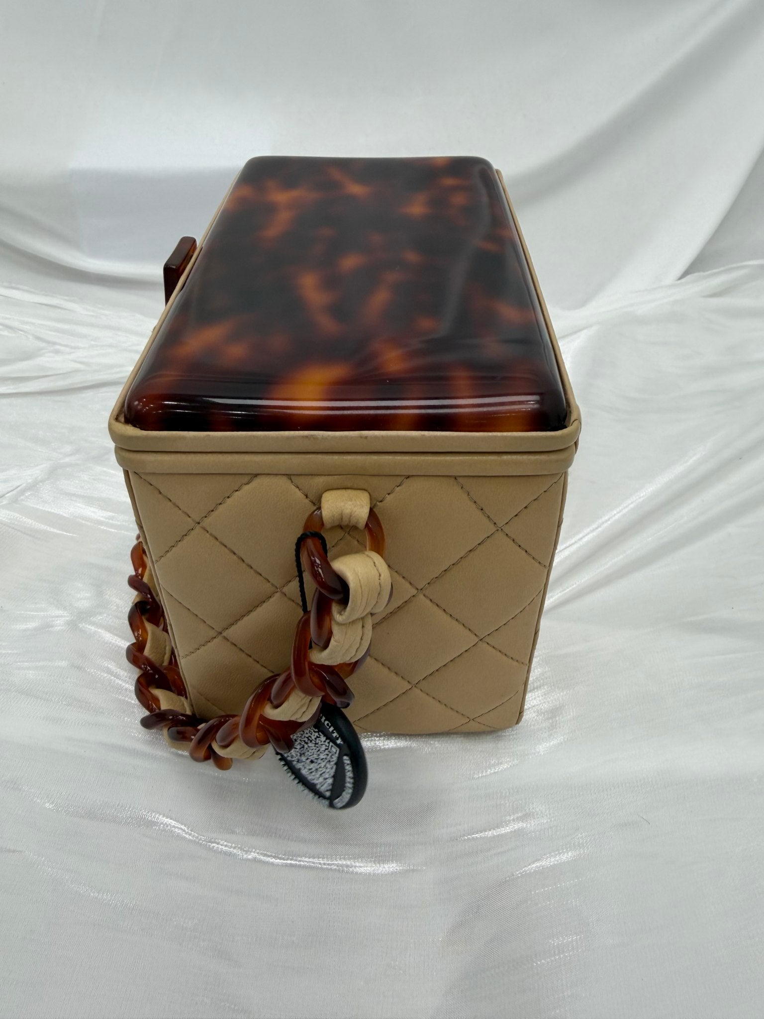 Chanel Vintage Beige Lambskin & Tortoiseshell Vanity Bag