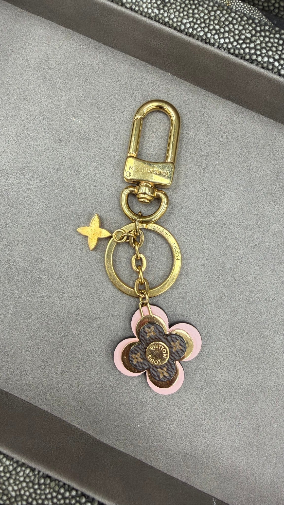 Louis Vuitton Monogram & Pink Flower Bag Charm
