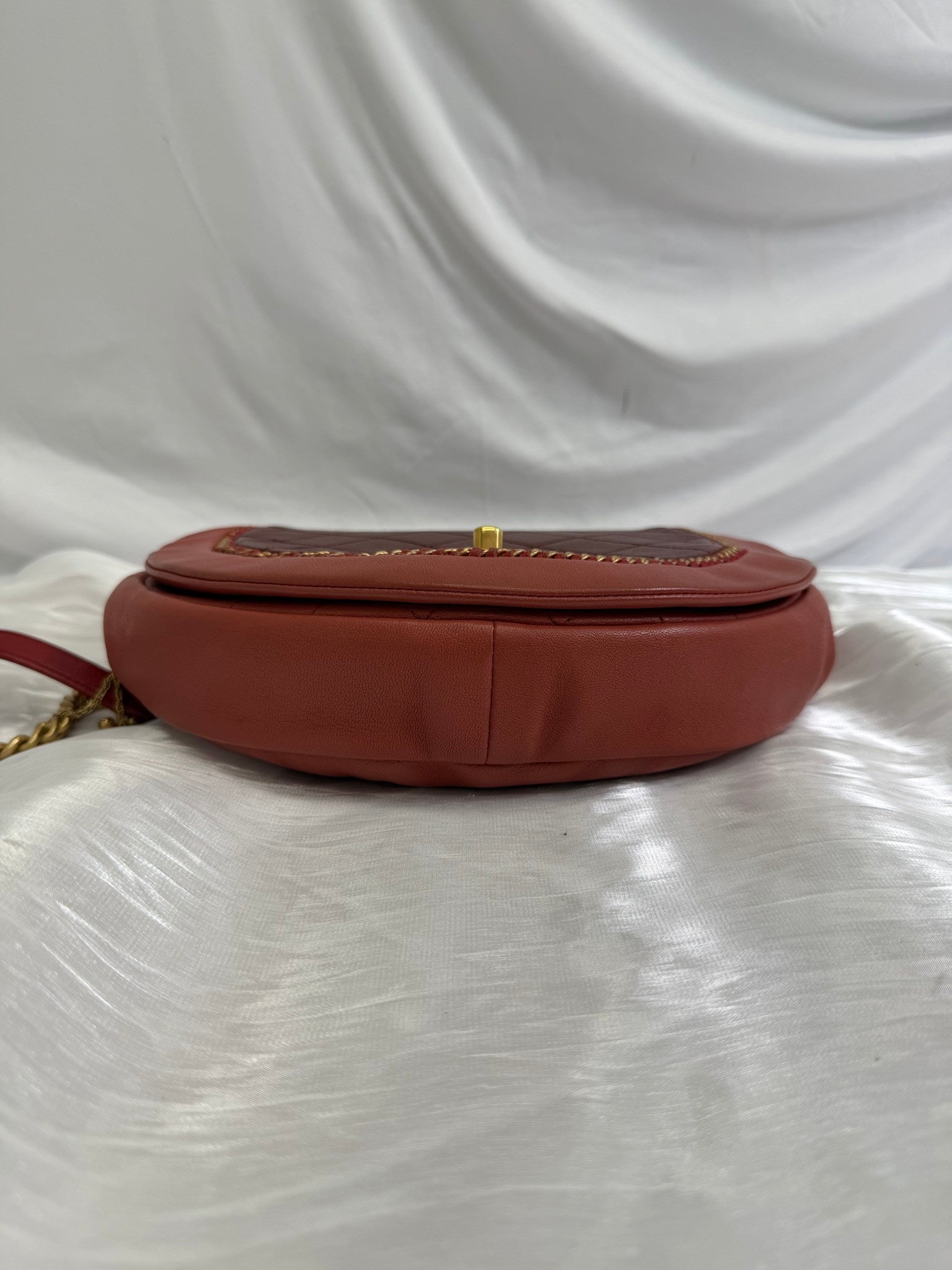 Chanel Burgundy Bi Color Quilted Calfskin Saddle Bag