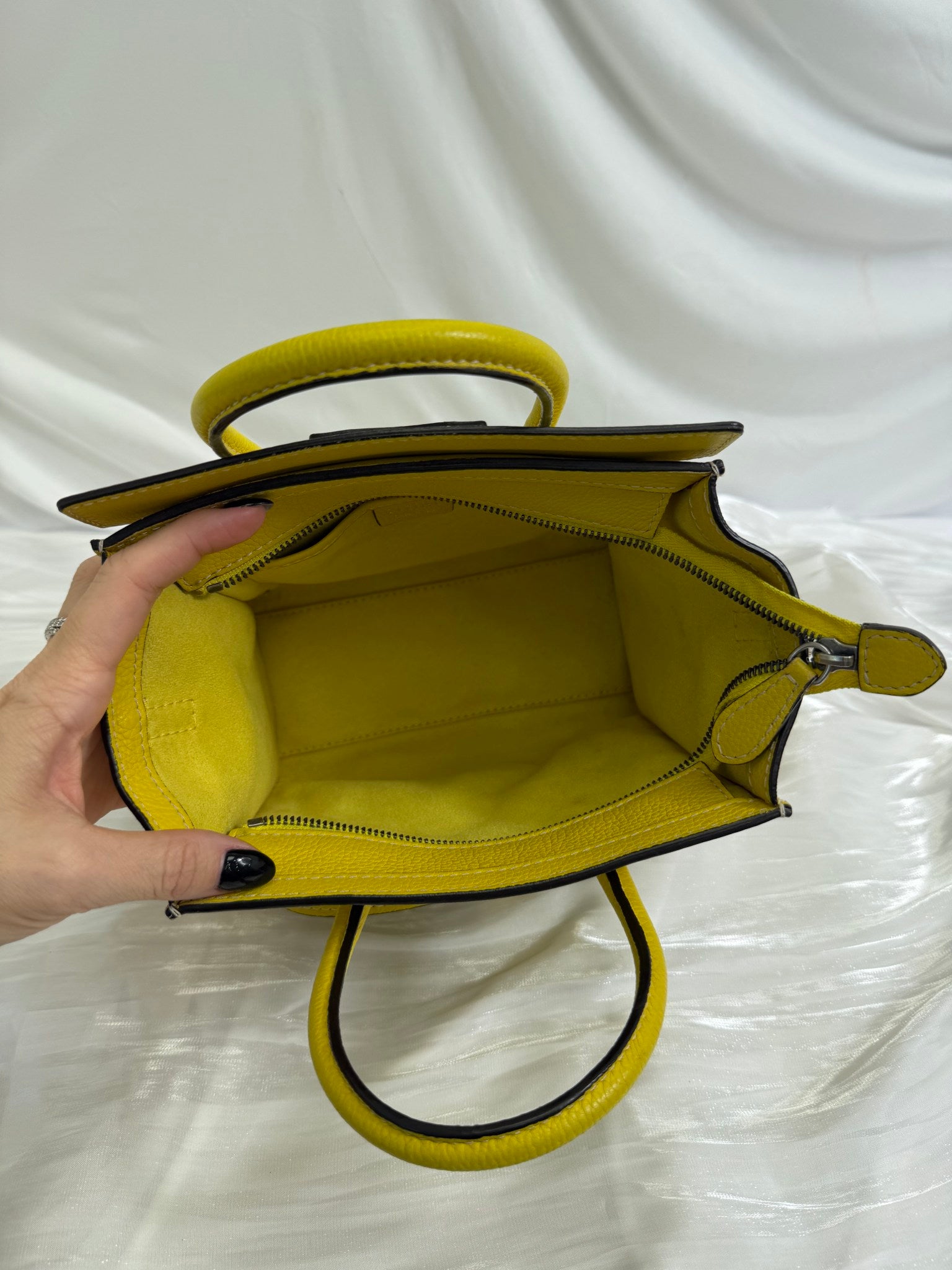 Celine Yellow Leather Nano Luggage Tote