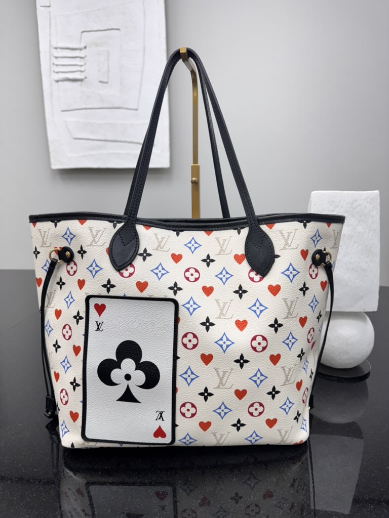 Louis Vuitton White Multicolor Game On Neverfull MM