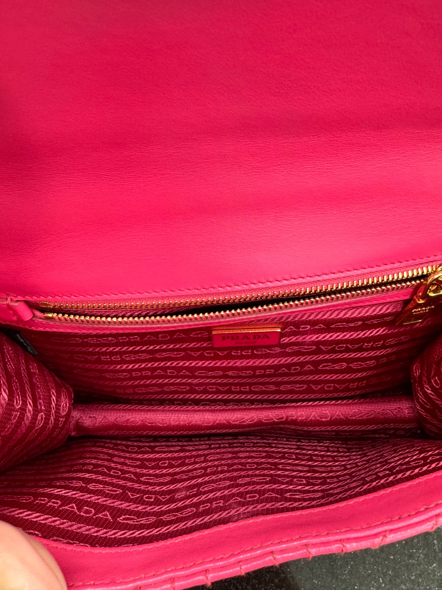 Prada Pink Chevron Quilted Calfskin Turn Lock Flap Bag