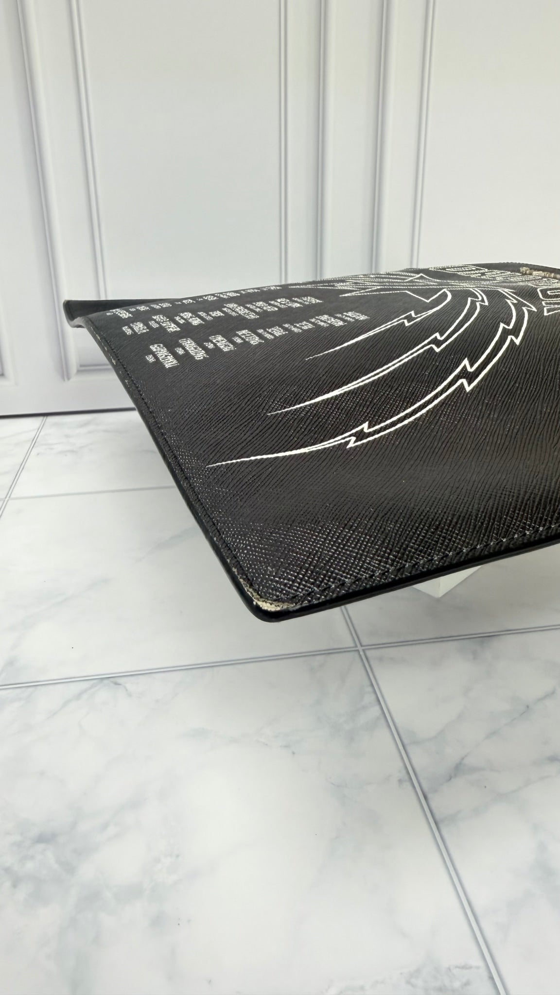Givenchy Black Saffiano Leather World Tour Graphic Pouch