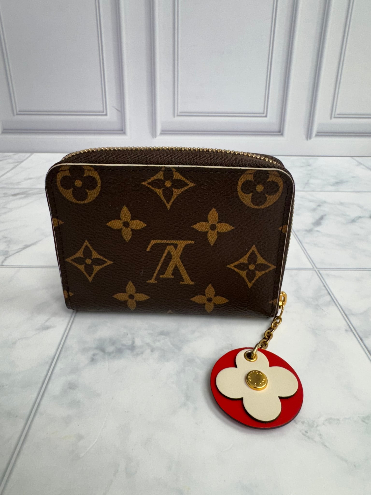Louis Vuitton Monogram Flower Charm Compact Zippy Wallet