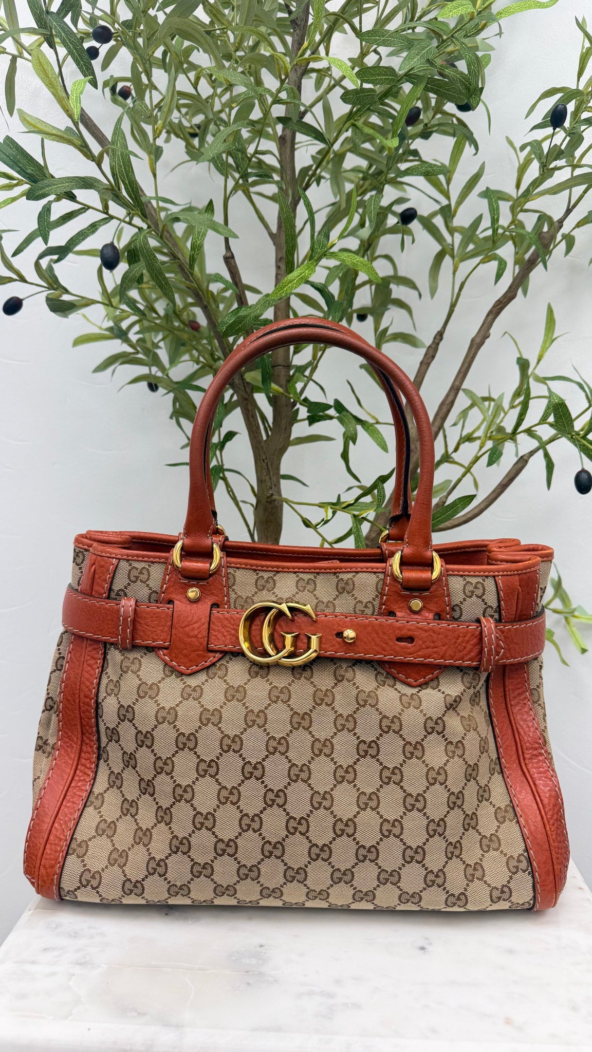 Gucci Brown Canvas GG Monogram Running Tote Bag