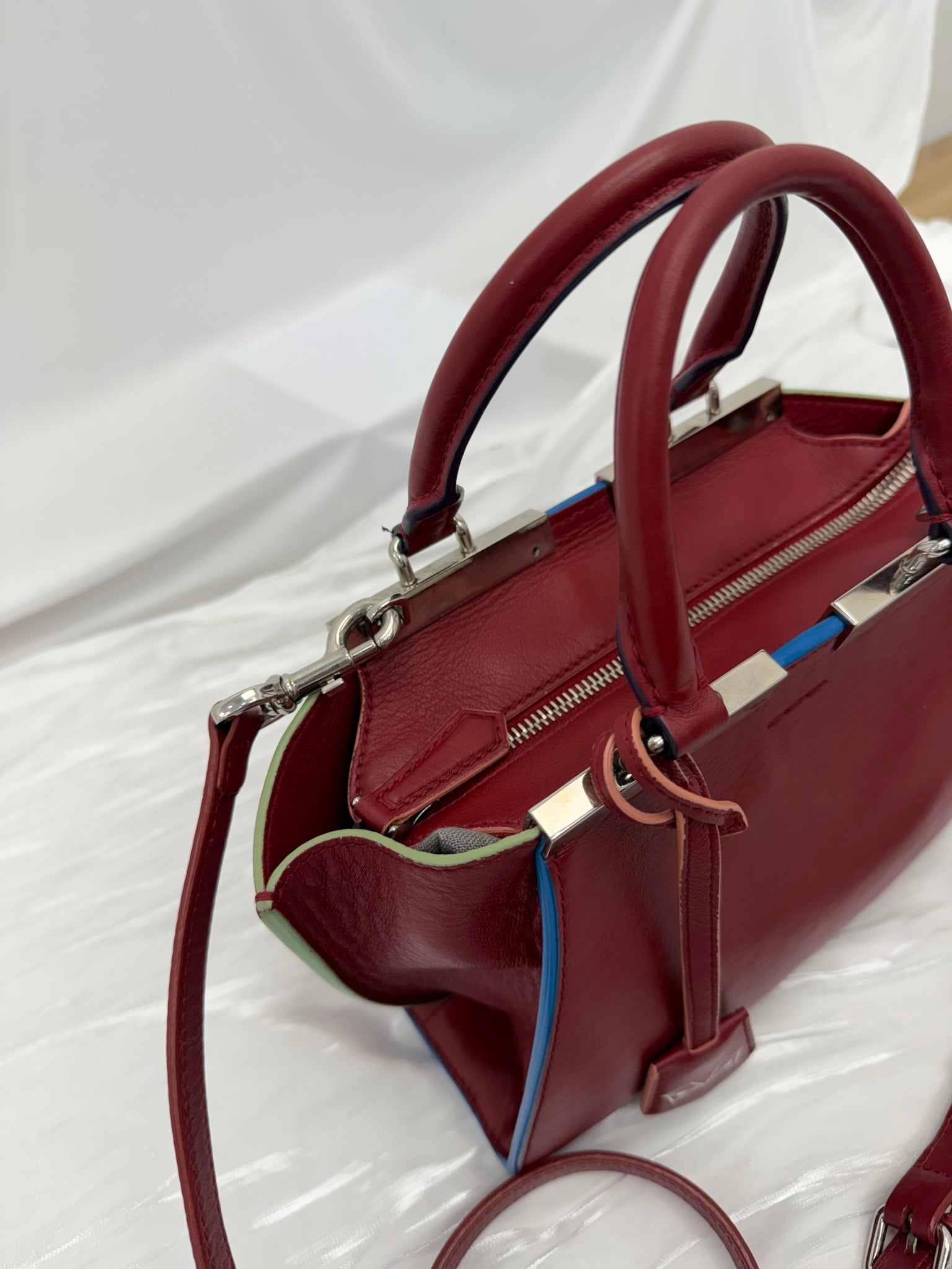 Fendi Burgundy Leather Mini 3Jours 2Way Tote