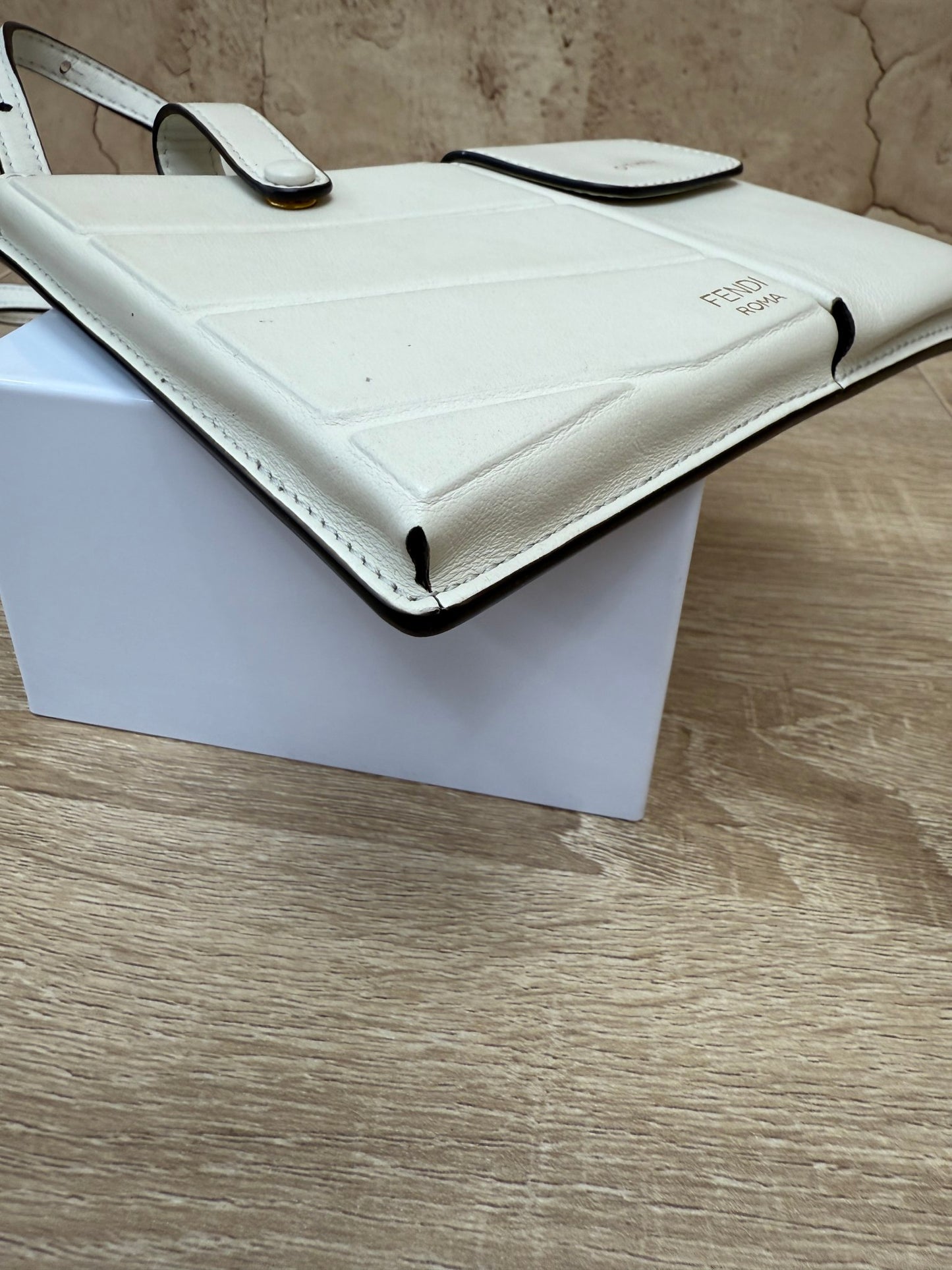 Fendi Ivory Leather Bustine Century Crossbody