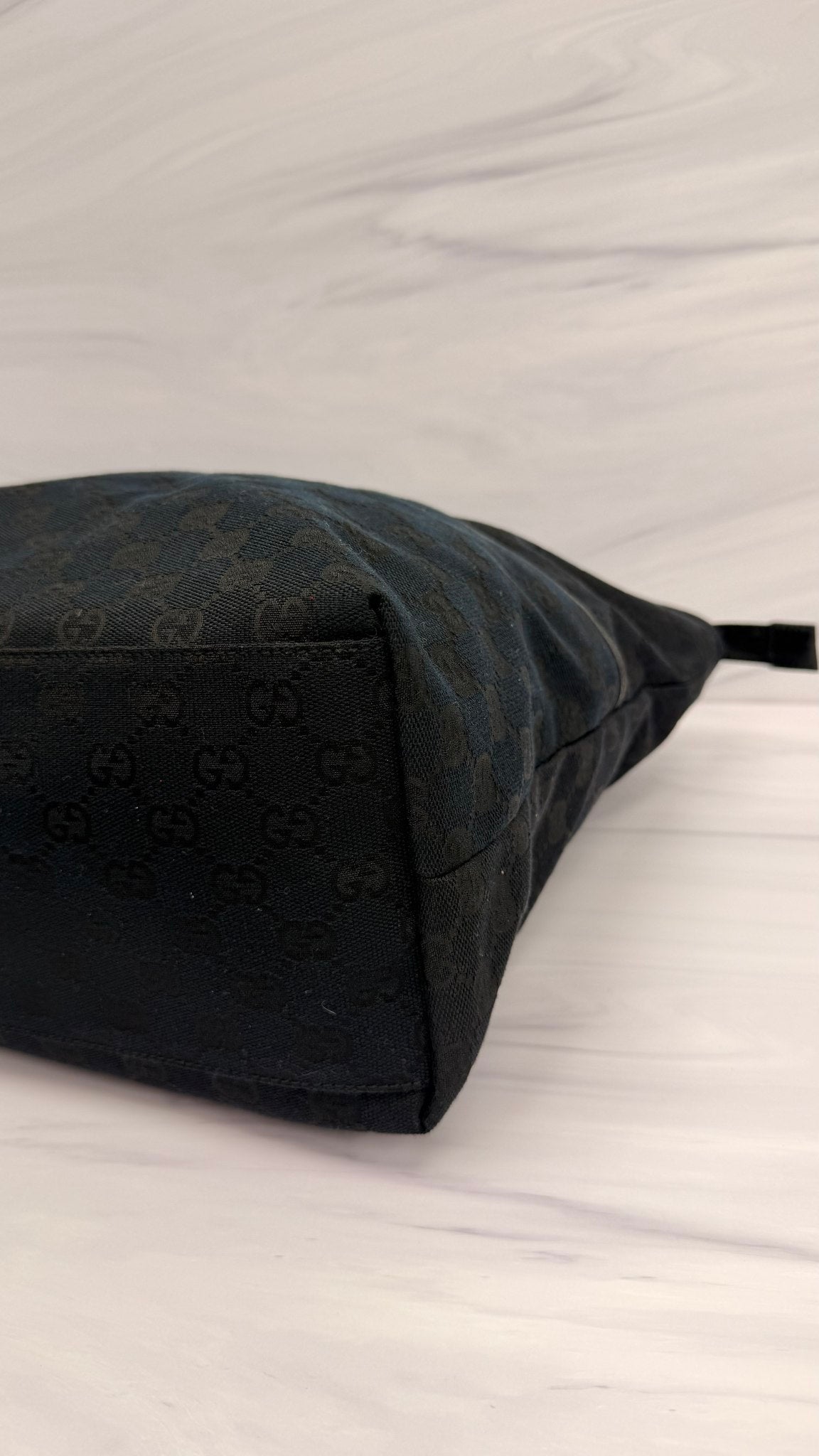 Gucci Black GG Canvas Web Handle Tote Bag
