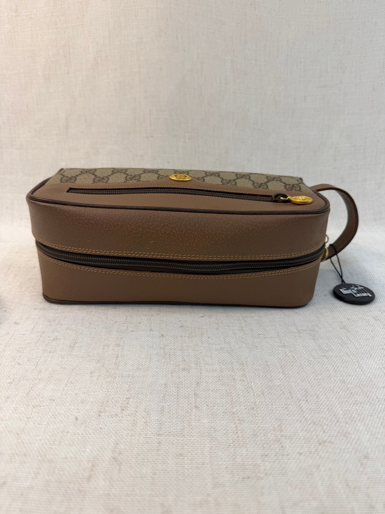 Gucci Brown Coated Canvas GG Print Vintage Toiletry Case
