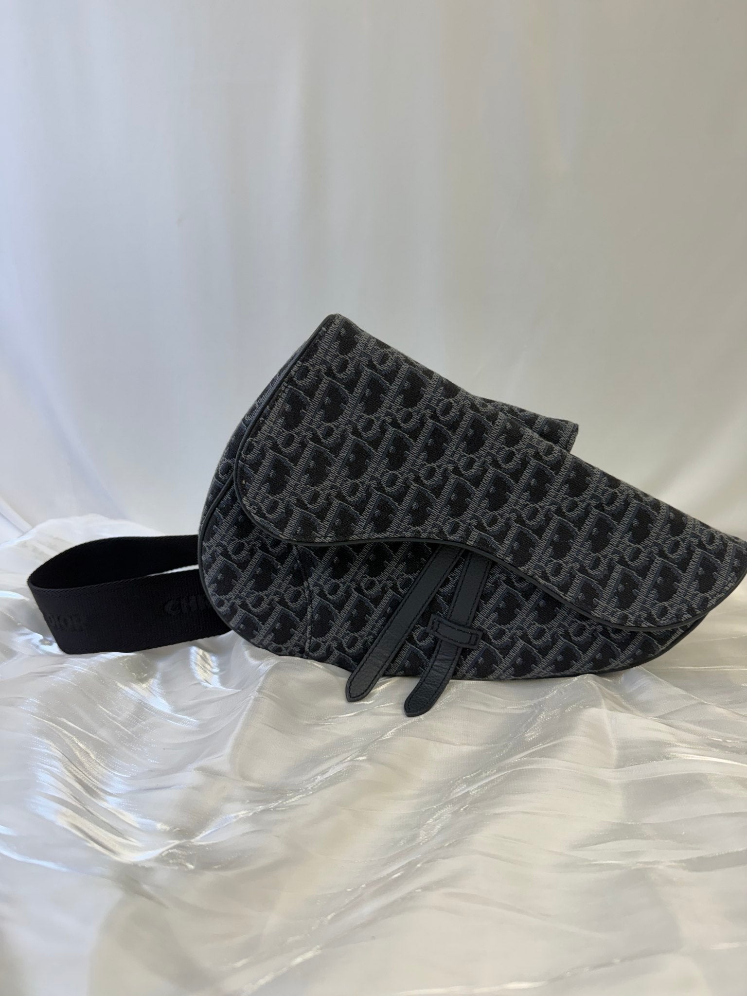 Christian Dior Navy Canvas Saddle Belt Bag