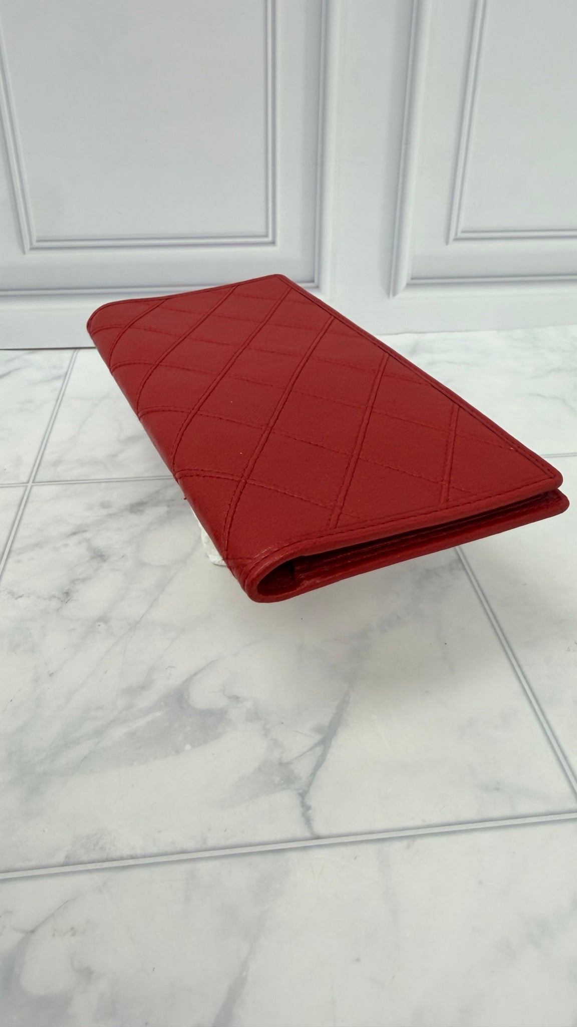 Chanel Red Lambskin Long Wallet