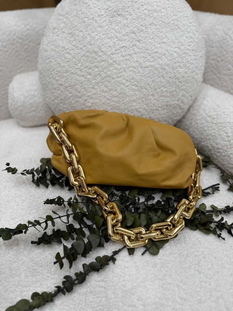 Bottega Veneta Mustard Yellow Leather The Chain Pouch