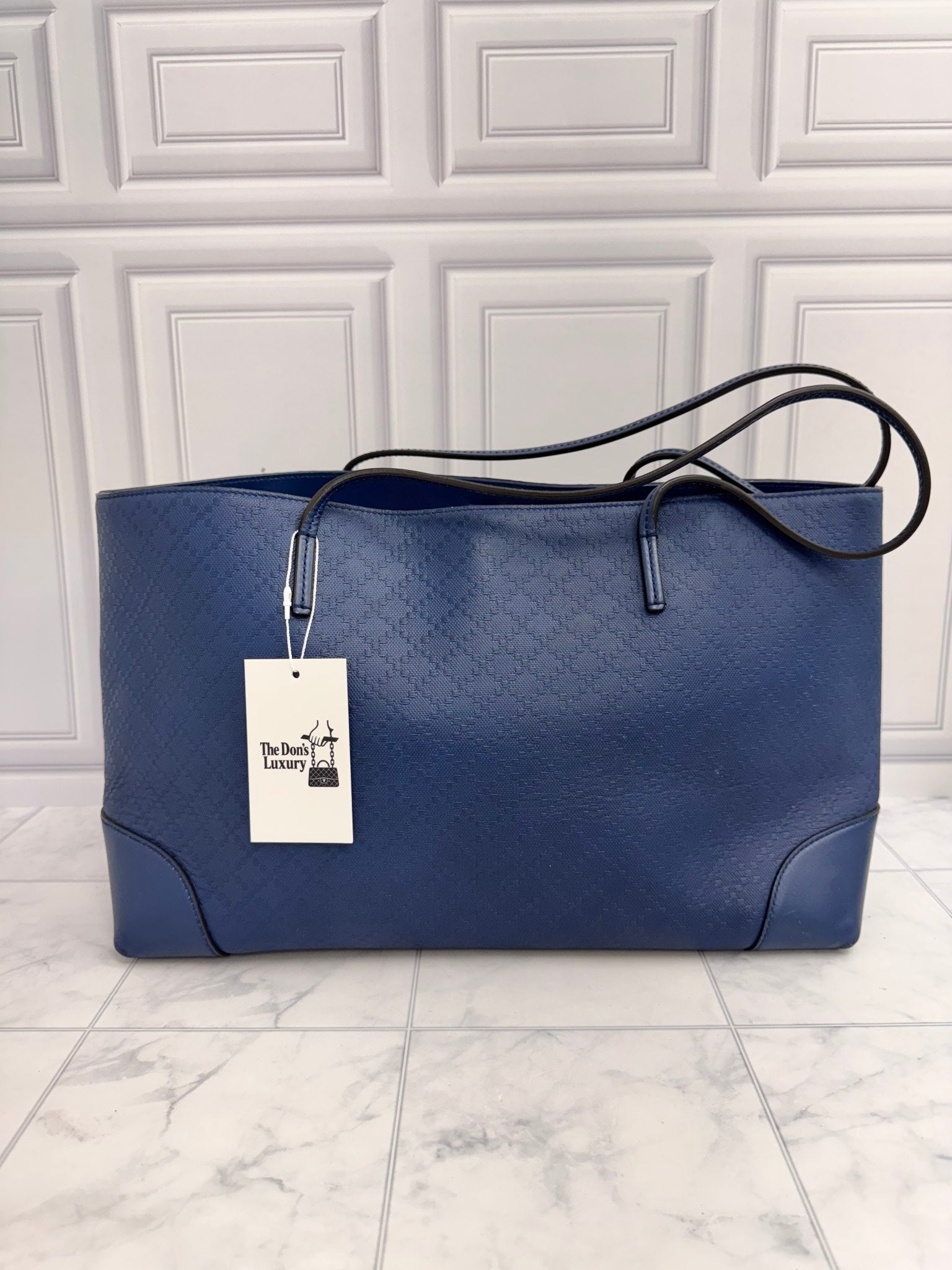 Gucci Blue Diamante Leather Tote Bag