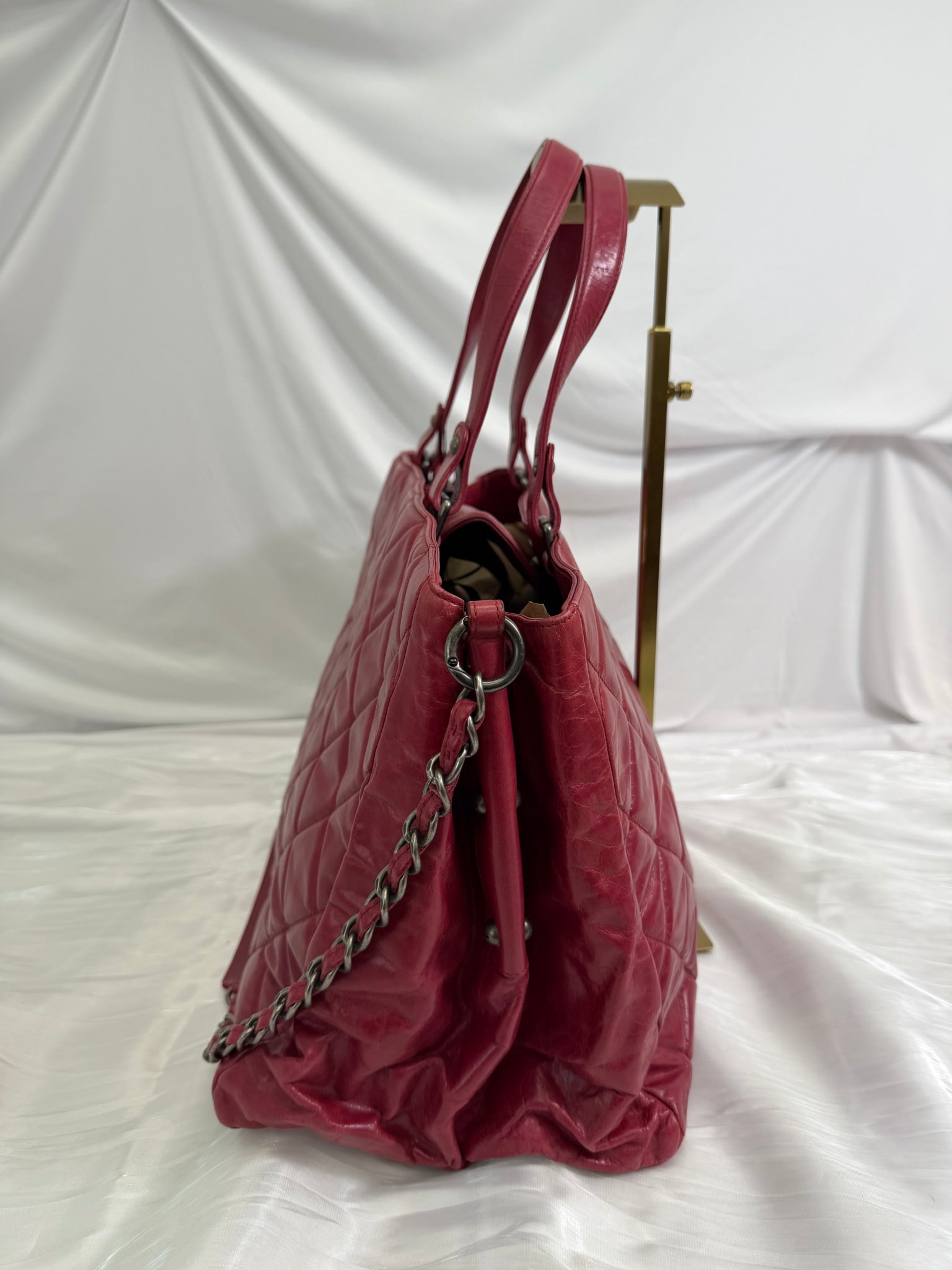 Chanel Red Quilted Glazed Calfskin Boy Bag Tote