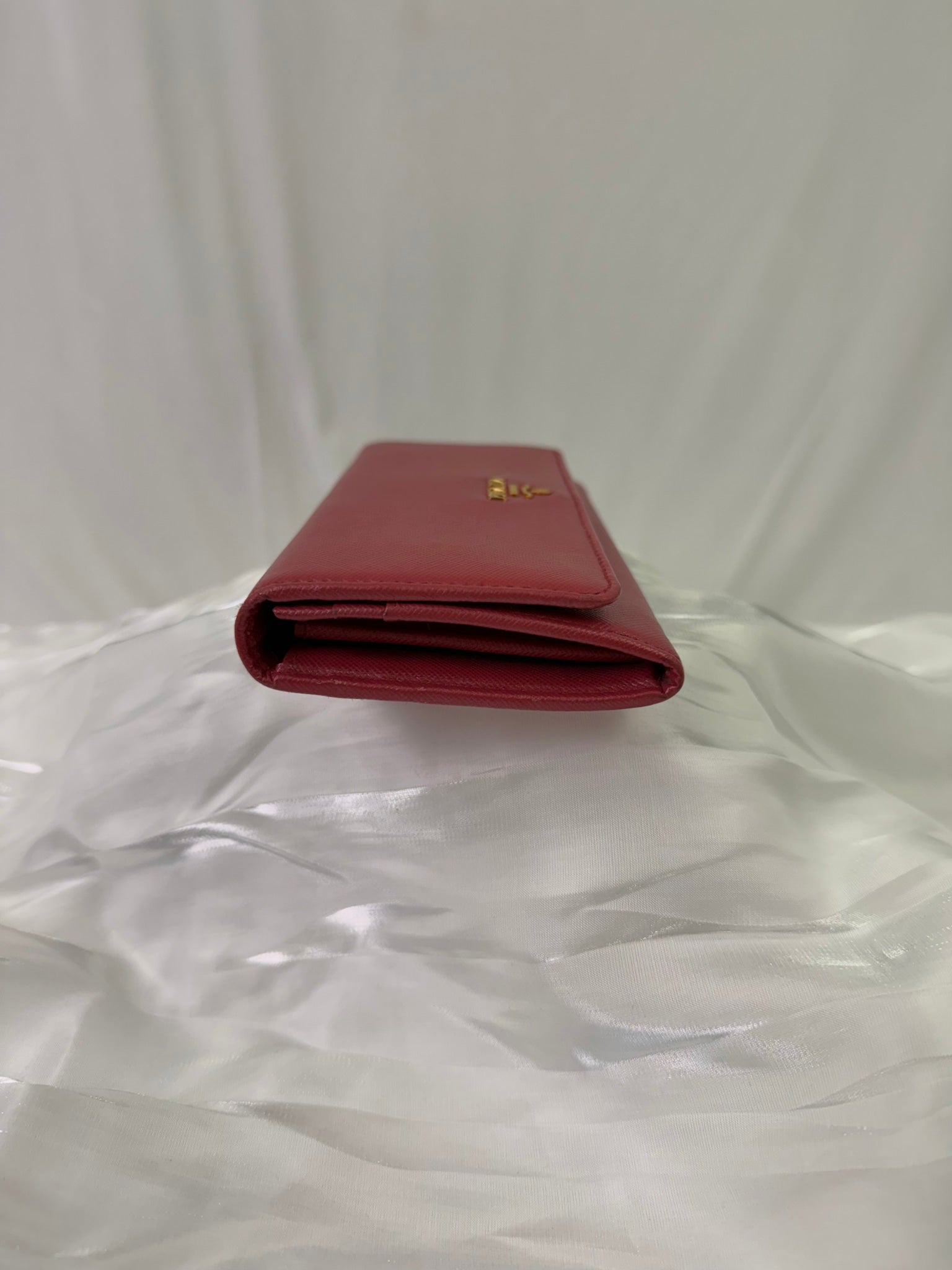 Prada Pink Saffiano Leather Long Snap Wallet