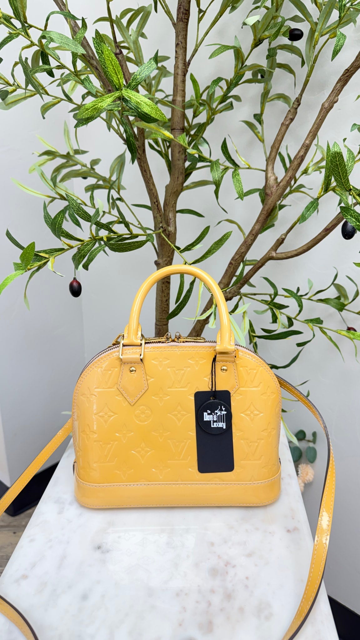 Louis Vuitton Yellow Monogram Vernis Leather Alma BB Handbag