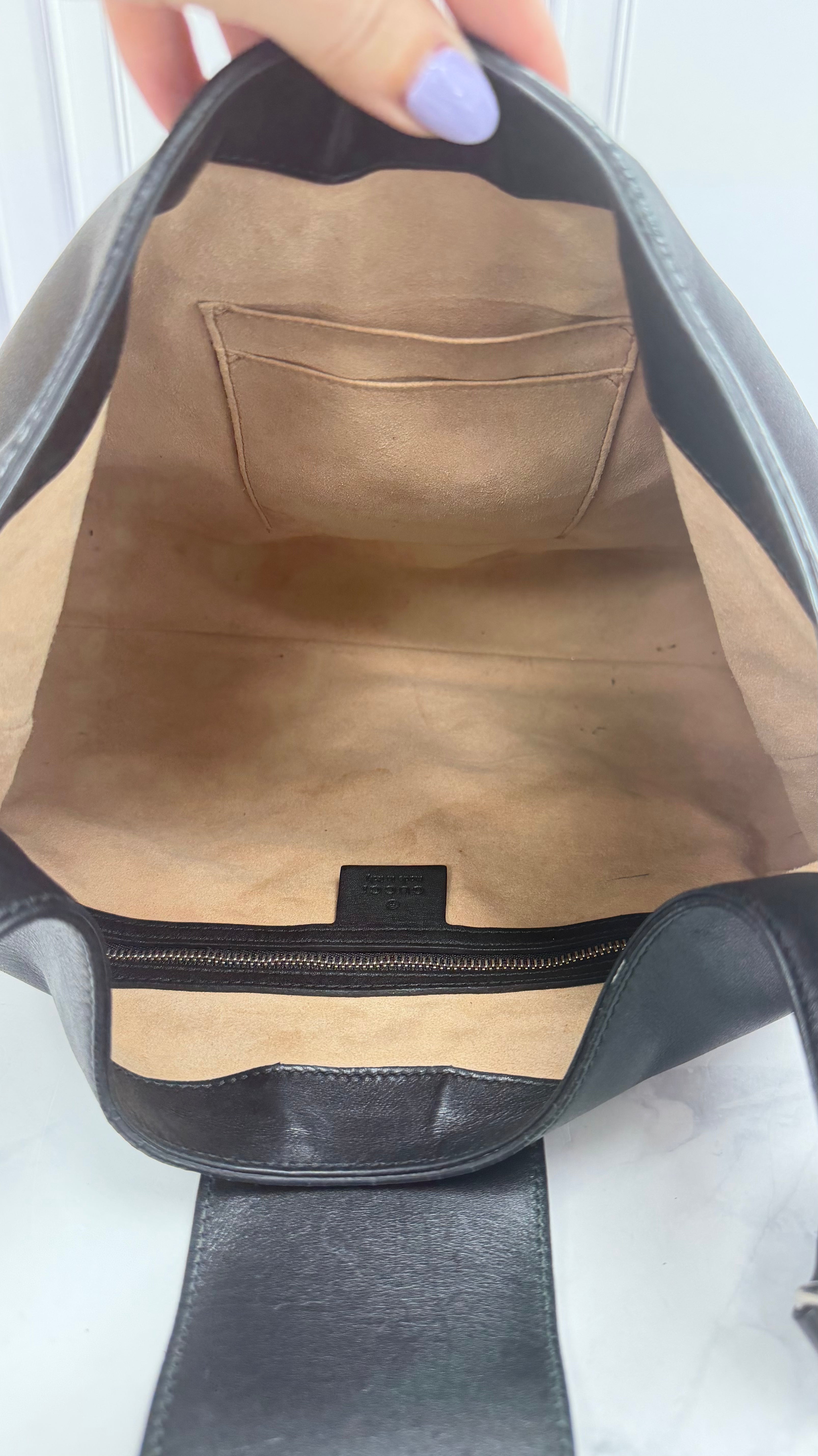 Gucci Black Leather Web Stripe Medium Dionysus Hobo Bag