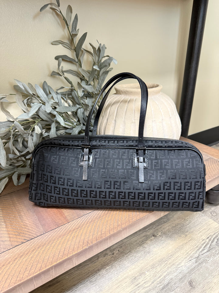 Fendi Black Canvas Zucchino Bag