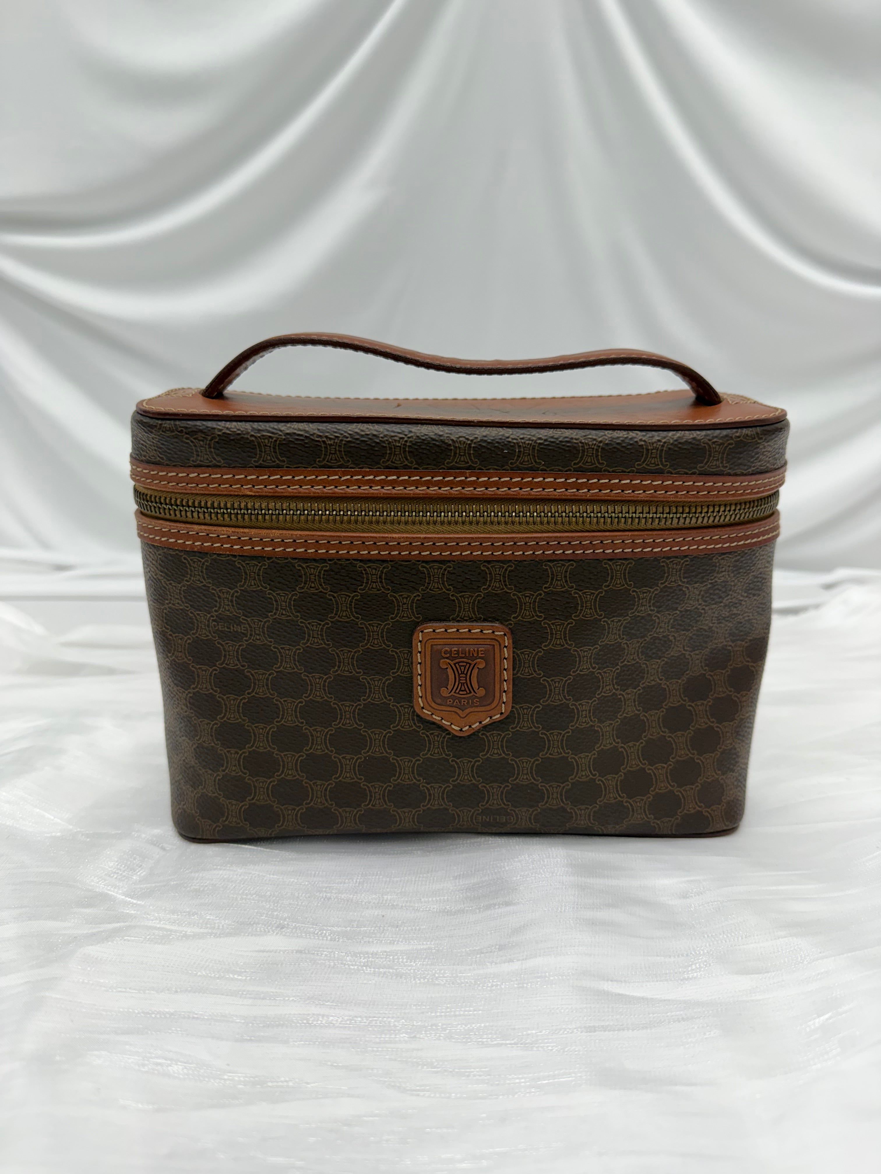 Celine Vintage Macadam Coated Canvas Vanity Bag