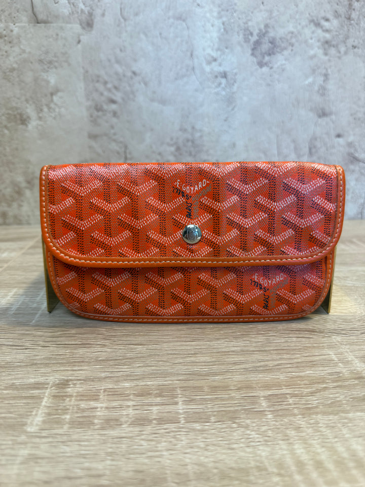 Goyard Orange Goyardine Leather Pouch