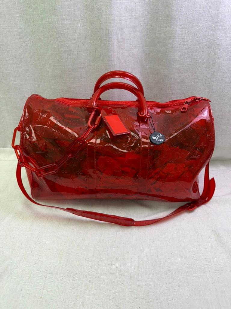 Louis Vuitton x Virgil Red Monogram PVC Keepall 50 Bandouliere