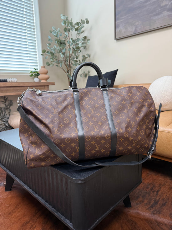 Louis Vuitton Monogram Macassar Keepall 55 Bandouliere