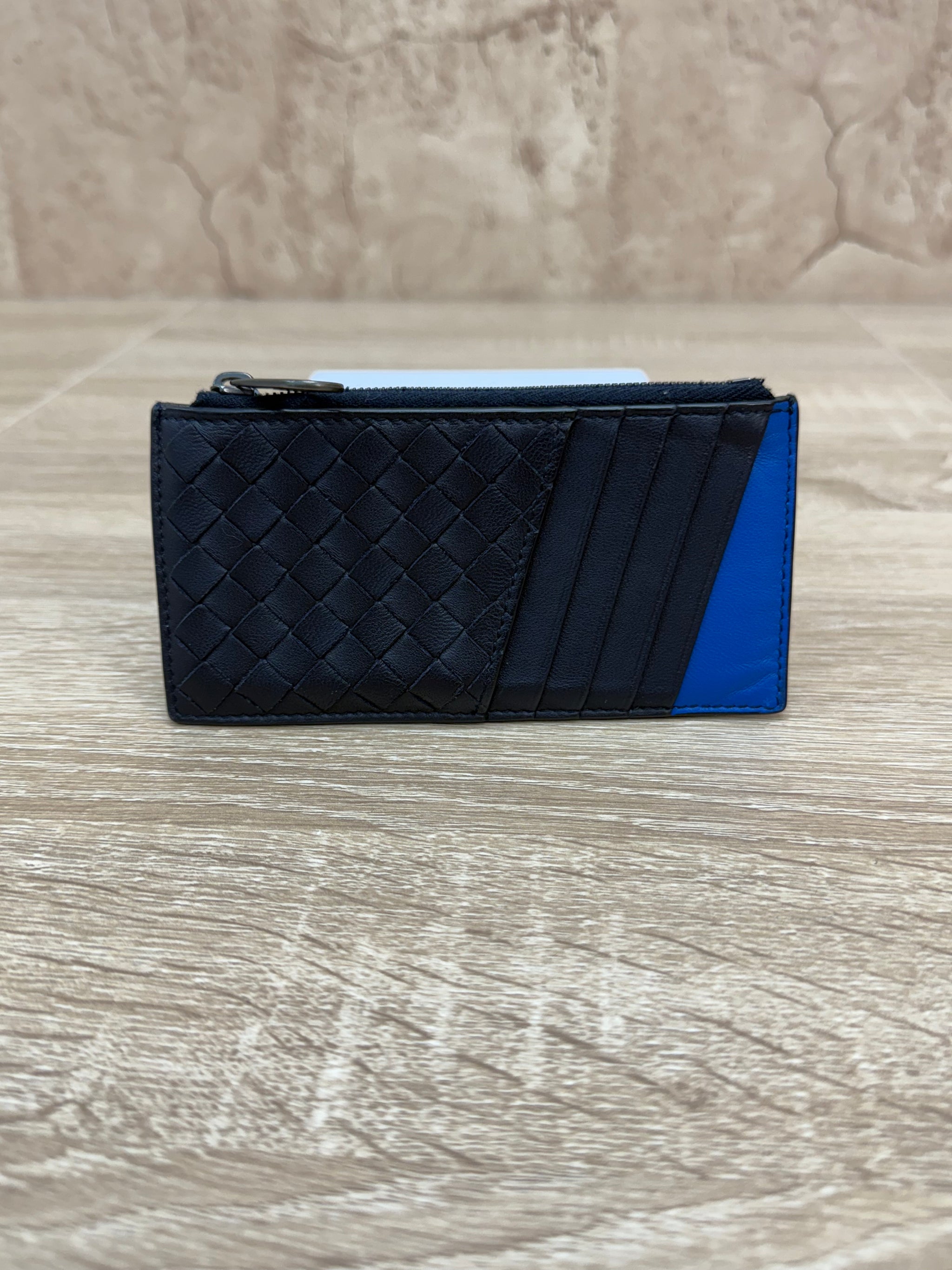 Bottega Veneta Black & Blue Intreciatto Coin Case