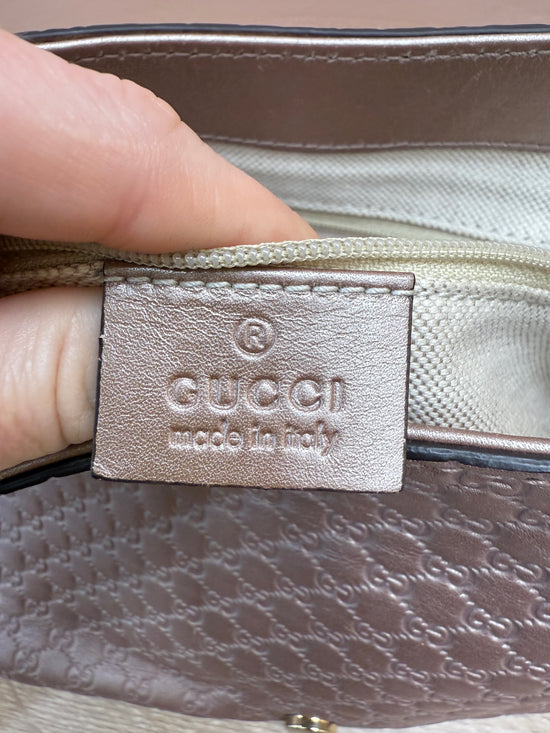 Gucci Metallic Pink Microguccissima Sukey Crossbody Bag