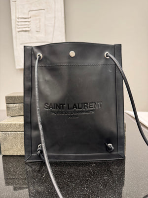 *DONS DROP*  Saint Laurent YSL Black Calfskin Universite Flat Crossbody Bag