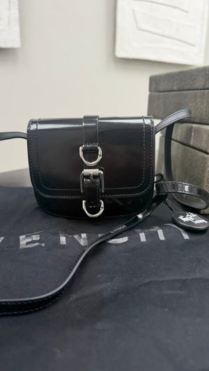 LIKE NEW- Givenchy Black Patent Leather Voyou Neck Crossbody Bag