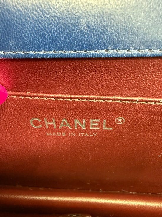 Chanel Blue Quilted Lambskin Wallet on a Chain