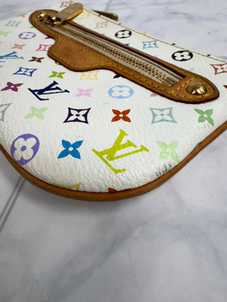 Louis Vuitton White Multicolor Pochette Plate MM Cles
