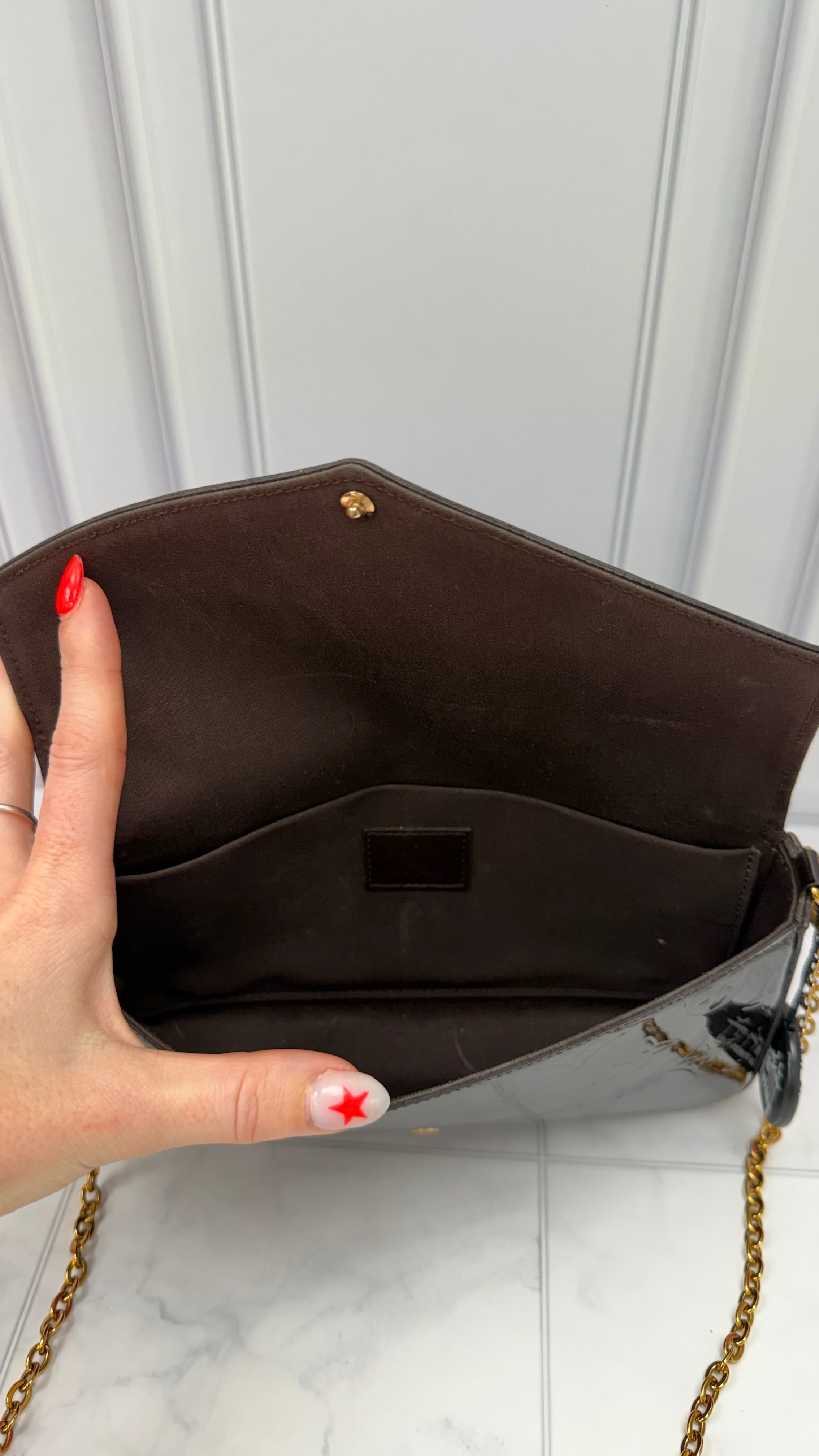 *DONS DROP* Louis Vuitton Dark Plum Monogram Vernis Felicie Pochette Crossbody