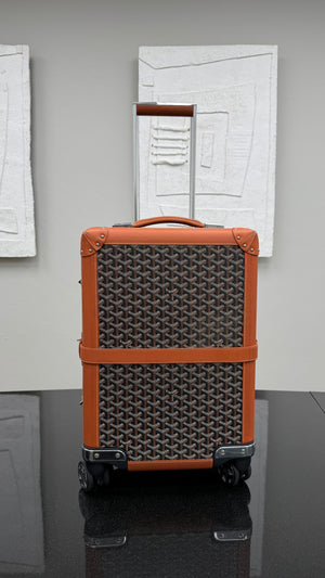 Goyard Black & Tan Goyardine Canvas Bourget PM Rolling Trolley