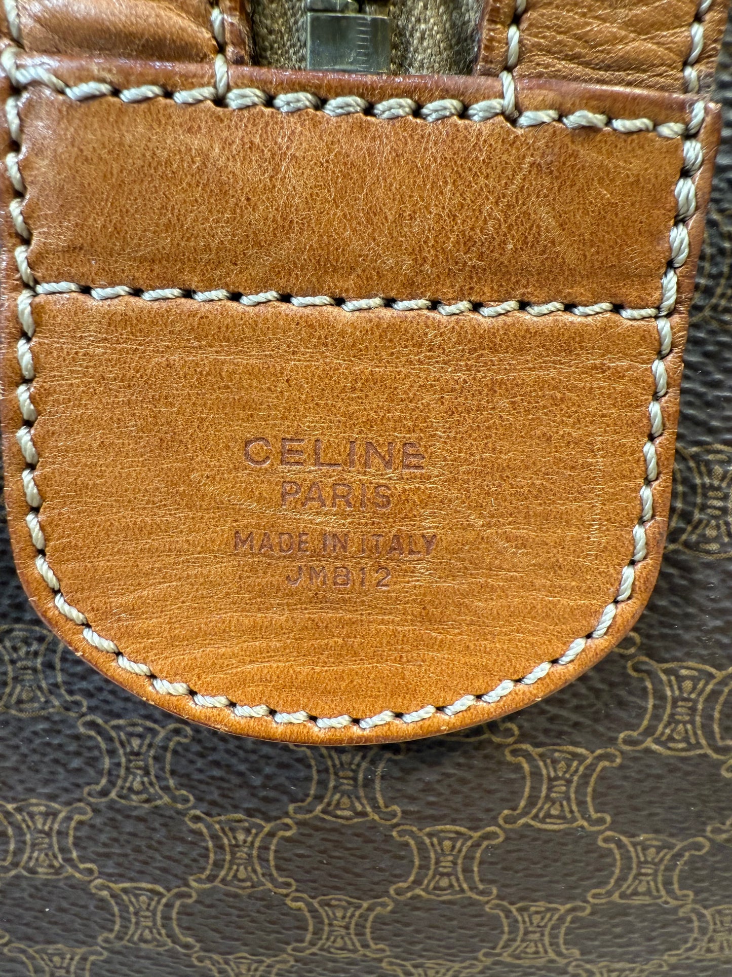 Celine Vintage Brown Coated Canvas Boston Bag